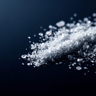 Macro photograph of niacinamide crystalline powder